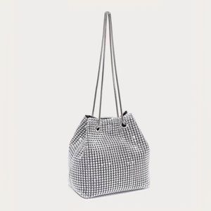 Mini Rhinestone Decor Chain Bucket Bag